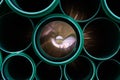 Green Abstract Flare Pipes Openings Glow Industrial Tubes Royalty Free Stock Photo