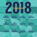 2018 Green Abstract Graphic Printable Calendar Starts Sunday