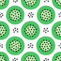 Green abstract kiwi fruit on white background seamless pattern