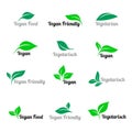 Green abstract leaf icons natural set on white background. Elements for eco and bio logos. Icon for vegan food. Royalty Free Stock Photo