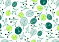 Green abstract leaves.Vector seamless pattern. Nature organic.