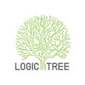 Green abstract line eletric logic tree sign logo vector creative design