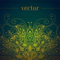 Green abstract vector background. Lace border