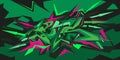 Green Abstract Word Lets Graffiti Style Font Lettering Vector Illustration Art