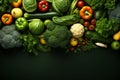 Green abundance vegetables arranged with a textfriendly background from above Royalty Free Stock Photo