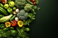 Green abundance vegetables arranged with a textfriendly background from above Royalty Free Stock Photo