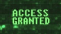 Green access granted text on digital black lcd screen illustration new quality techology colorful joyful vintage stock