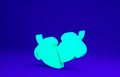 Green Acorn icon isolated on blue background. Minimalism concept. 3d illustration 3D render