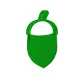 Green Acorn icon isolated on transparent background.