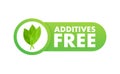 Green additives free label on white background. Natural organic nutrition. Sign forbidden Royalty Free Stock Photo