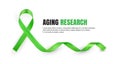 Green Aging Research Awareness Symbolic Ribbon