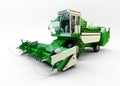 Green agricultural combine-harvester