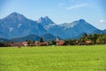Green Agricultural Fields and Bavarian Alps - Schwangau Germany Royalty Free Stock Photo