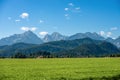 Green Agricultural Fields and Bavarian Alps - Schwangau Germany Royalty Free Stock Photo