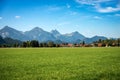 Green Agricultural Fields and Bavarian Alps - Schwangau Germany Royalty Free Stock Photo