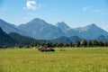 Green Agricultural Fields and Bavarian Alps - Schwangau Germany Royalty Free Stock Photo