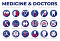 Medicine Doctor Round Icon Set