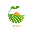 Green agro logo with fields and leaves