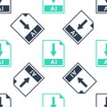 Green AI file document icon. Download AI button icon isolated seamless pattern on white background. Vector Royalty Free Stock Photo