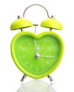 Green alarm clock heart shape