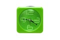 Green alarm clock isolated