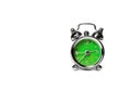 Green alarm clock over white Royalty Free Stock Photo