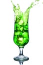 Green alcohol cocktail with splash isolated on white Royalty Free Stock Photo