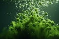 Green algae bubbles underwater. Generate Ai Royalty Free Stock Photo