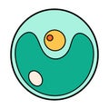 Green Algae Chlorella proteus science icon with nucleus, vacuole, contractile. Biology education laboratory cartoon Royalty Free Stock Photo