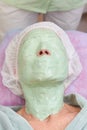 Green alginate face mask.