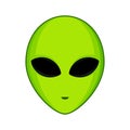 Green Alien face with large eyes isolated on white background. Extraterrestrial humanoid head.