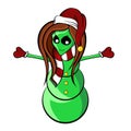 Green Alien Female Snowman