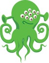 Green Alien with Many Eyes and Tentacles Royalty Free Stock Photo