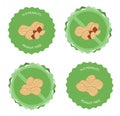 Green allergy free badges, no peanuts signs. Isolated vector illustration