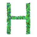 Alphabet letter. letter H. green alphabet logo. Font style - vector illustration.