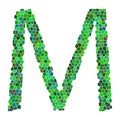 Alphabet letter. letter M. GREEN alphabet logo. Font style - vector illustration. Royalty Free Stock Photo