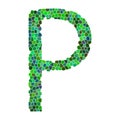 Alphabet letter. letter P. GREEN alphabet logo. Font style - vector illustration.