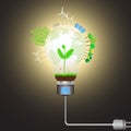 Green alternative energy concept with sprout in shining light bulb