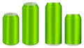 Green aluminium soft drink cans vector