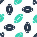 Green American Football ball icon isolated seamless pattern on white background. Vector Royalty Free Stock Photo