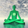 Green anahata or heart chakra meditation - 3D render Royalty Free Stock Photo