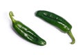 Green Anaheim chilies, top view, paths Royalty Free Stock Photo