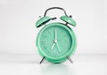 Green analog retro twin bell alarm clock