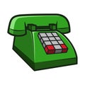 Green Analog Telephone Technology. Business Icon Illustration