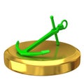 Green anchor on gold podium