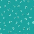 Green Anchor icon isolated seamless pattern on green background. Vector Royalty Free Stock Photo