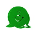 Green Anchor icon isolated on transparent background.