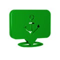 Green Anchor icon isolated on transparent background.