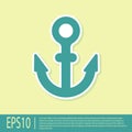 Green Anchor icon isolated on yellow background. Vector Royalty Free Stock Photo