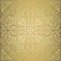 Green anda brown mandala floral vintage wallpaper design